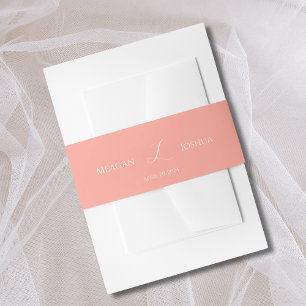 Coral Pink Monogram Belly Band Invitation Belly Band