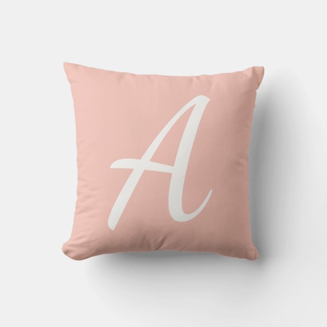 Coral Pink Monogram  Throw Pillow (Front)