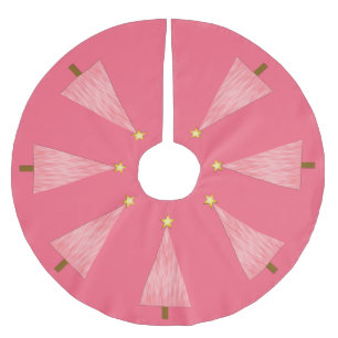 Coral Pink Ombre modern Christmas tree Brushed Polyester Tree Skirt