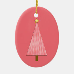 Coral Pink Ombre modern Christmas tree Ceramic Ornament