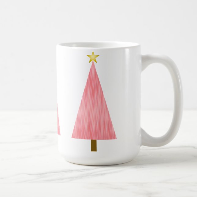 Coral Pink Ombre modern Christmas tree Coffee Mug (Right)