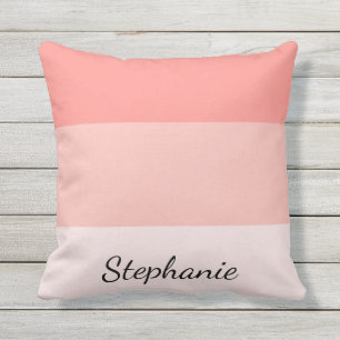 Coral Pink Ombre Personalized Outdoor Pillow