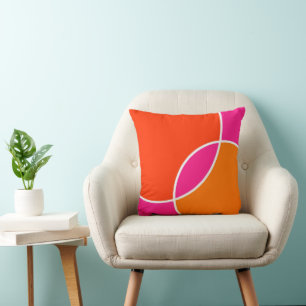 Coral Pink Orange Circles Throw Pillow