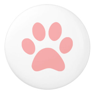 Coral Pink Paw Print puppy dog cat or other animal Ceramic Knob