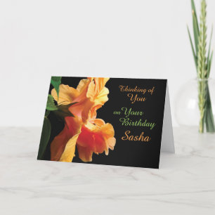 Coral Pink, Peach Orange Hibiscus Flower Birthday Card