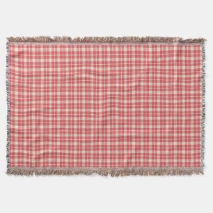 Coral Pink Plaid Throw Blanket