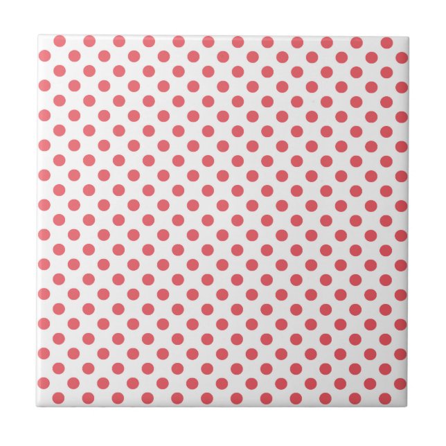 Coral Pink Polka Dots by Shirley Taylor Tile (Front)