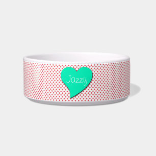Coral Pink Polka Dots-Monogram by Shirley Taylor Bowl