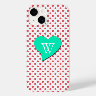 Coral Pink Polka Dots-Monogram by Shirley Taylor Case-Mate iPhone 14 Case