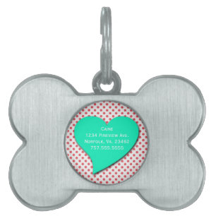 Coral Pink Polka Dots-Monogram by Shirley Taylor Pet Name Tag