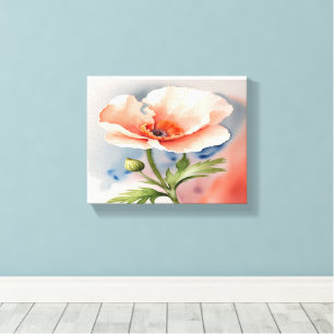 Coral Pink Poppy Flower Stretched Canvas Print