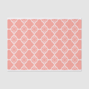 Coral Pink Quatrefoil Geometric Pattern Tissue Paper