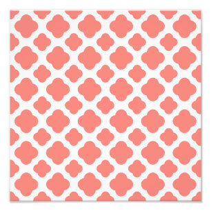Coral Pink Quatrefoil Pattern Photo Print