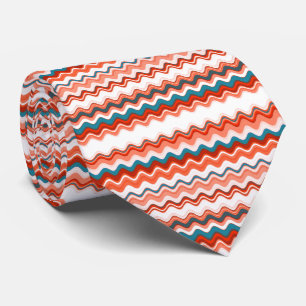 Coral Pink Red Wavy Zigzag Pattern Tie
