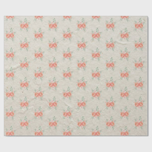 Coral Pink Rose Gold Floral Pattern Wrapping Paper