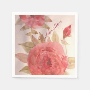 Coral Pink Rose Napkins