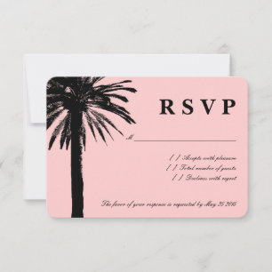 Coral pink RSVP wedding cards Beach theme