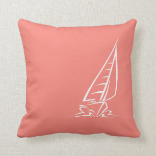 Coral Pink Sailing Throw Pillow