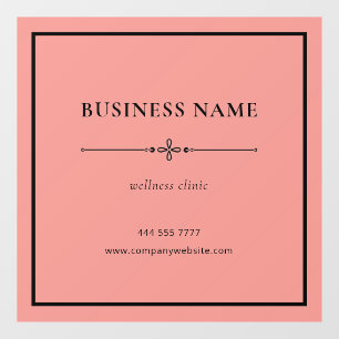 Coral Pink Simple Business Name Black Frame Window Cling