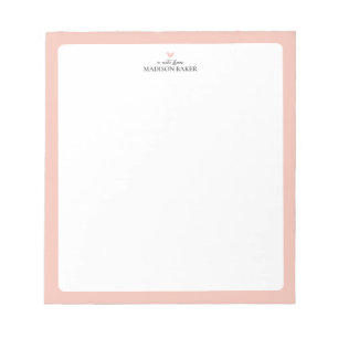 Coral Pink   Simple Heart Personalized Notepad