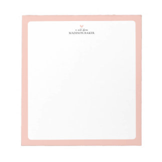 Coral Pink | Simple Heart Personalized Notepad