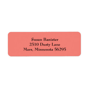 Coral Pink Simple Plain Return Address Labels