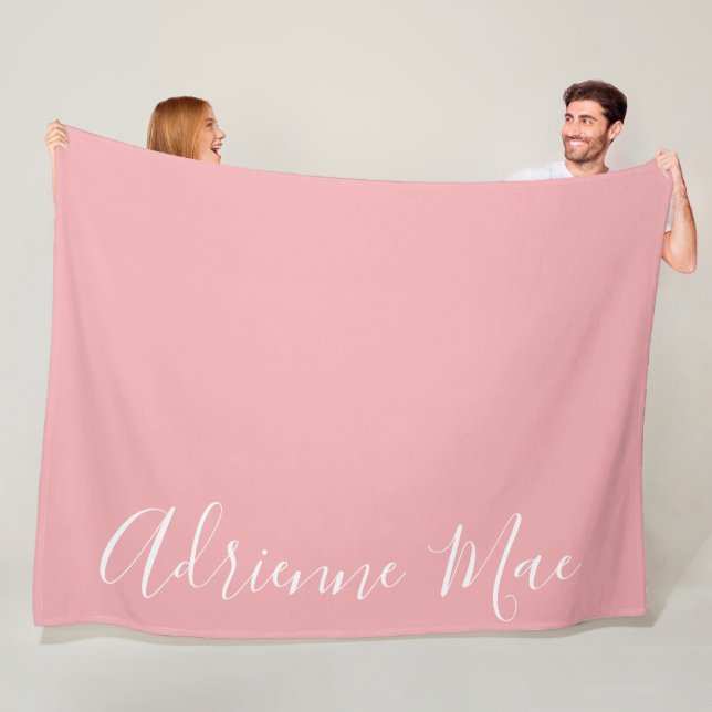Coral Pink Simply Personalized Fleece Blanket (In Situ)