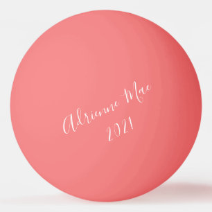 Coral Pink Simply Personalized Ping Pong Ball