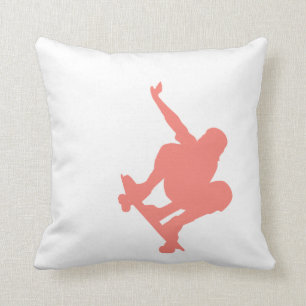 Coral Pink Skater Throw Pillow
