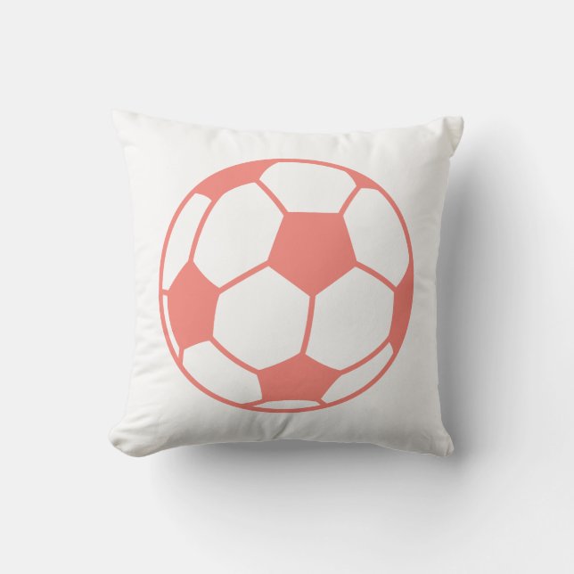 Coral Pink Soccer ball Throw Pillow (Front)