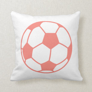 Coral Pink Soccer ball Throw Pillow