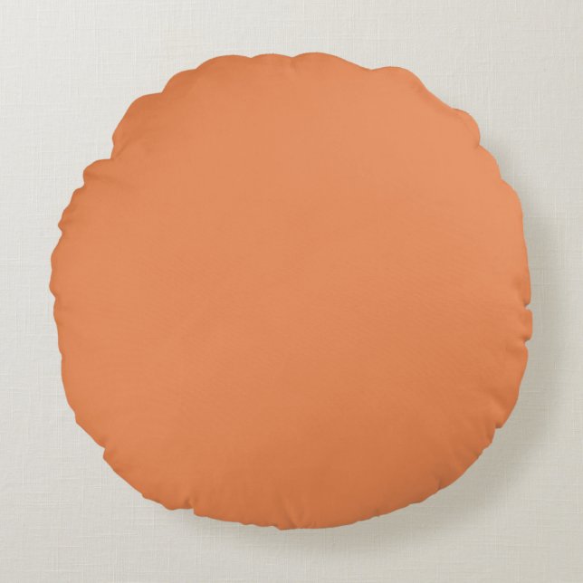 Coral pink solid colour ready to customize round pillow (Front)
