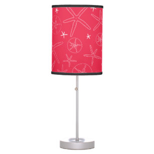 Coral Pink Starfish & Sand Dollar Table Lamp