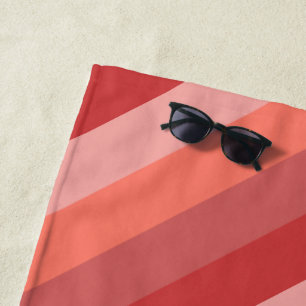 Coral Pink Stripes Beach Towel