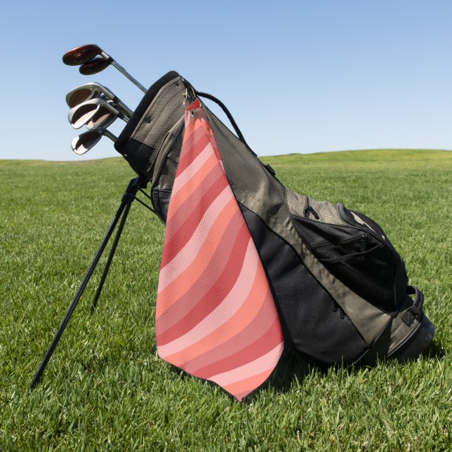 Coral Pink Stripes  Golf Towel (Green)