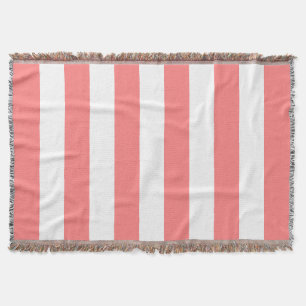 Coral Pink Stripes Pattern Throw Blanket