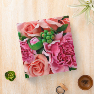 Coral & Pink Tea Rose Flowers Binder