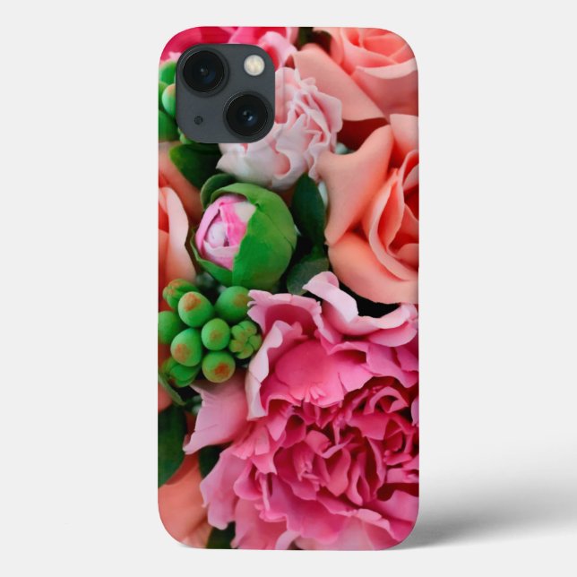 Coral & Pink Tea Rose Flowers Case-Mate iPhone Case (Back)