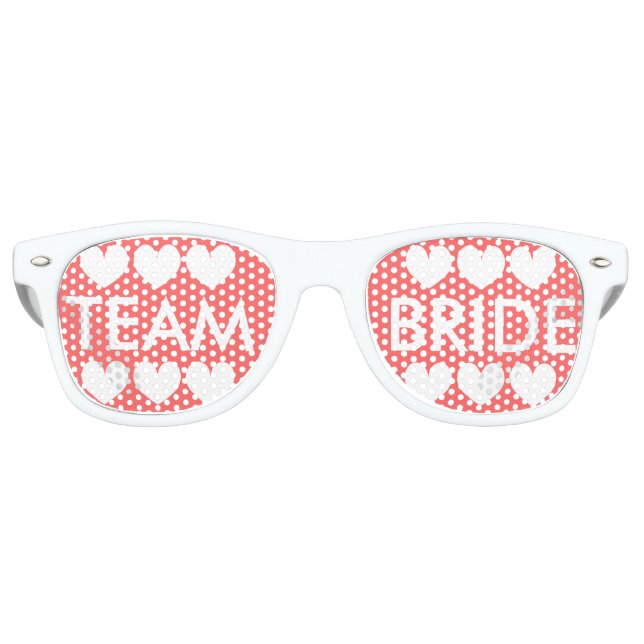 Coral pink Team bride bachelorette party shades (Front)