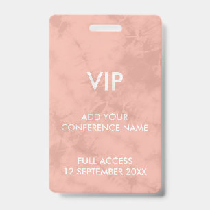 Coral Pink Tie Dye VIP Festival Event Identity Badge