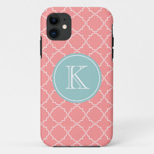 Coral pink trellis lattice pattern iPhone 5 cover
