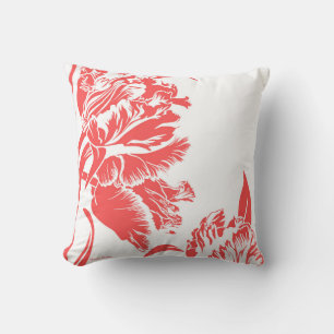 Coral Pink Tulips Bold Throw Pillow