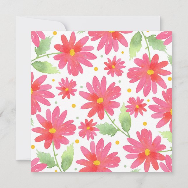 Coral Pink Watercolor Daisy Pattern 2 (Front)