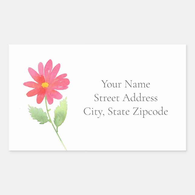 Coral Pink Watercolor Flower labels (Front)