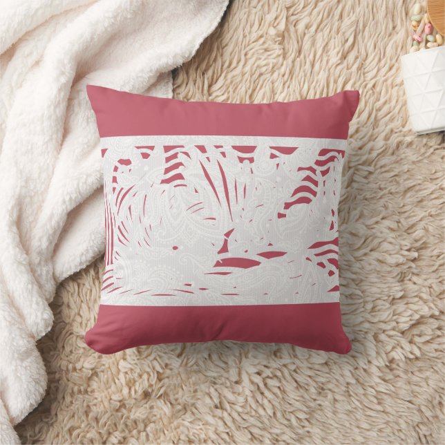 Coral Pink White Beach Coastal Seashells Throw Pillow (Blanket)