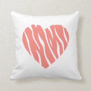 Coral Pink Wild Heart Throw Pillow