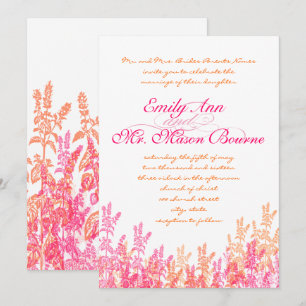 Coral & Pink Wildflower Wedding Invites