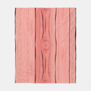 Coral Pink Wood Grain Rustic Farmhouse Texture Fleece Blanket