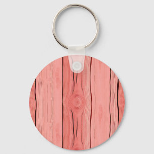 Coral Pink Wood Grain Rustic Farmhouse Texture Keychain