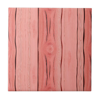 Coral Pink Wood Grain Rustic Farmhouse Texture Tile